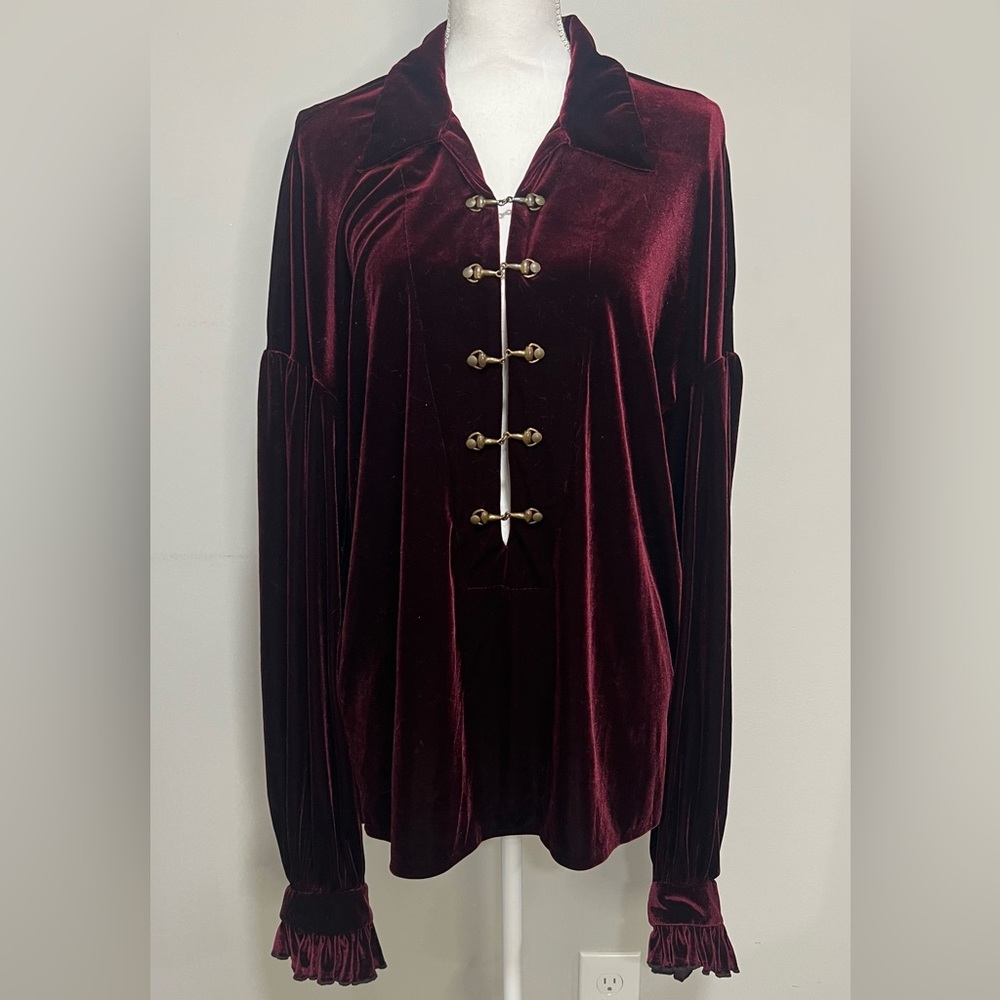 Y2K Shrine of Hollywood Red Velvet Blouse